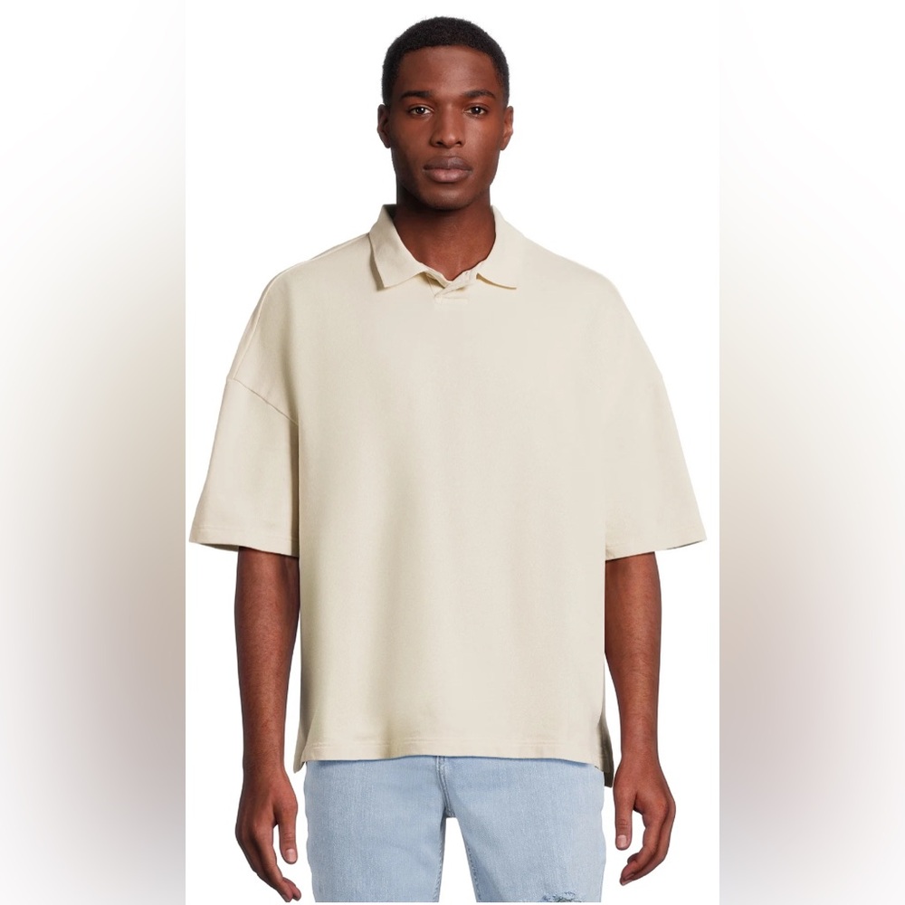 No Boundaries Mens & Big Mens Oversize French Terry Polo Shirt Size Large New
